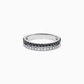 14K White Gold Black and White Diamond Stacked Pavé Ring