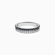 14K White Gold Black and White Diamond Stacked Pavé Ring