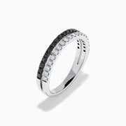 14K White Gold Black and White Diamond Pave Double Row Ring