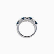 14K White Gold Blue and White Diamond Alternating Seven-Stone Ring
