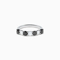 14K White Gold Black and White Diamond Alternating Seven-Stone Ring