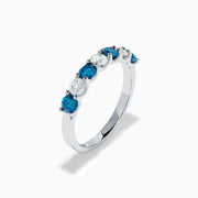 14K White Gold Blue and White Diamond Seven-Stone Ring