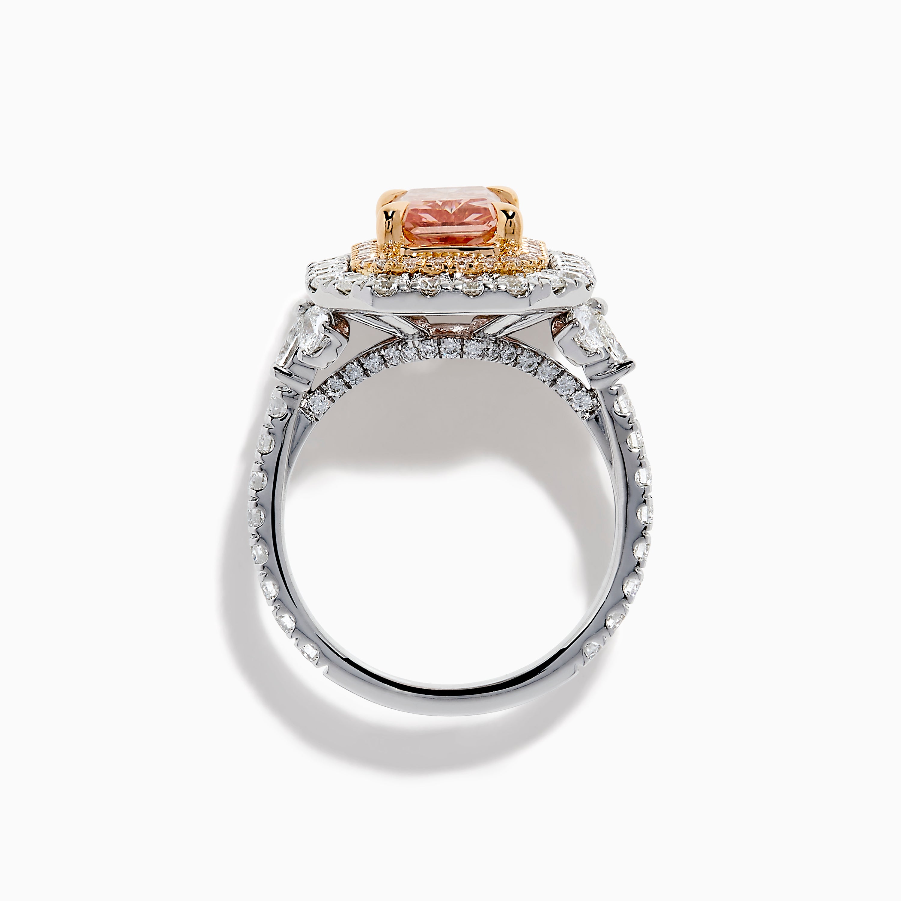 Lab Grown Pink Diamond Double Halo Cocktail Ring in 14K White Gold