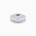 Sterling Silver Lab Grown Diamond Round Bezel-Set Solitaire Ring