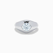 Sterling Silver Lab Grown Diamond Round Bezel-Set Solitaire Ring