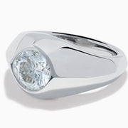 Lab Grown Diamond Round Bezel-Set Pinky Ring in Sterling Silver