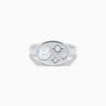 Sterling Silver Lab Grown Diamond Celestial Signet Ring