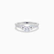 14K White Gold Diamond Double-Row Pavé Chevron Ring