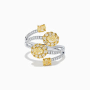 18K Yellow and White Gold Yellow and White Diamond Open Bypass Halo Ring