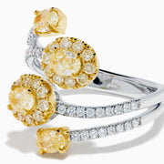 18K Two-Tone Gold Yellow and White Diamond Halo Wrap Ring