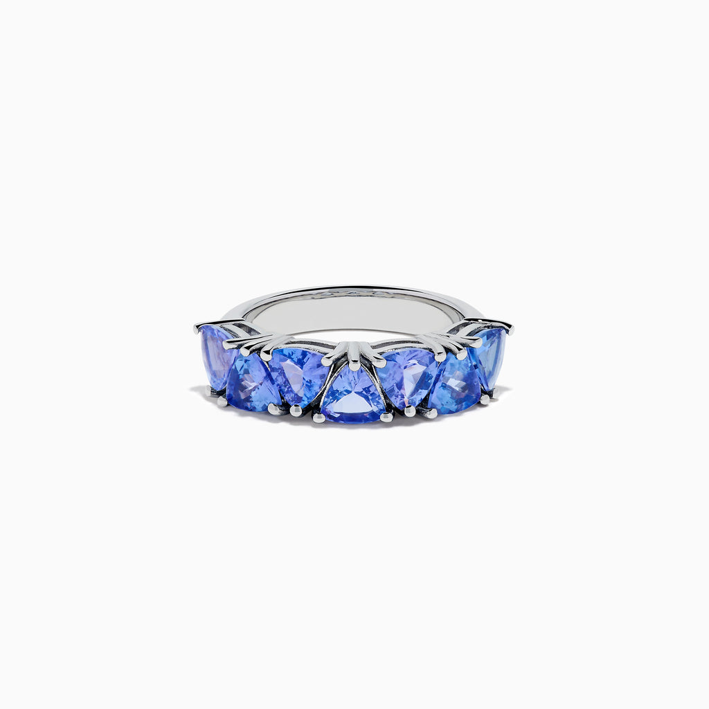Sterling Silver Tanzanite Five-Stone Trillion Ring