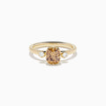 14K Yellow Gold Brown and White Diamond Oval Three-Stone Ring