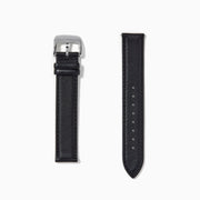 Black – Extra-Long 18mm Smooth Calf Leather Watch Strap