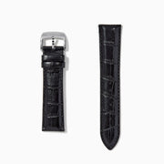 Black – Extra-Long 22mm Exotic Print Calf Leather Watch Strap