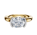 The 14K Two Tone Bezel Half Bezel East/West Classic Dome 3.0mm Engagement Ring features a thick band with a large diamond in a modern half bezel setting, shown against a plain white background.