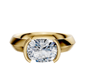 An 18K yellow gold East/West classic knife edge engagement ring with a 4.0mm diamond in a half bezel setting, displayed against a plain white background.