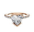 14K rose gold engagement ring with a classic dome and half bezel east/west design, featuring a 2.5mm band accented by a single row of pavé diamonds, shown on a white background.