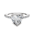 A 14K two-tone bezel half-bezel East/West classic dome engagement ring with a 1-row-pavé of diamonds (2.5mm) is elegantly displayed against a white background.