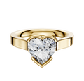 An 18K yellow gold East/West cathedral engagement ring with a 3.0mm flat band is displayed on a plain white background.