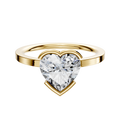 An 18K yellow gold bezel half bezel East/West classic flat 1.5mm engagement ring showcased against a plain white background.