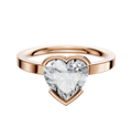 A 14K rose gold bezel half bezel east/west classic flat 2.0mm engagement ring is displayed against a plain white background.