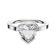 A Platinum Bezel Half Bezel East/West Classic Flat 2.0mm Engagement Ring with a central diamond, shown on a plain white background.