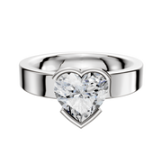 An 18K white gold Bezel Half Bezel East/West Classic Flat 4.0mm engagement ring displayed against a plain white background.