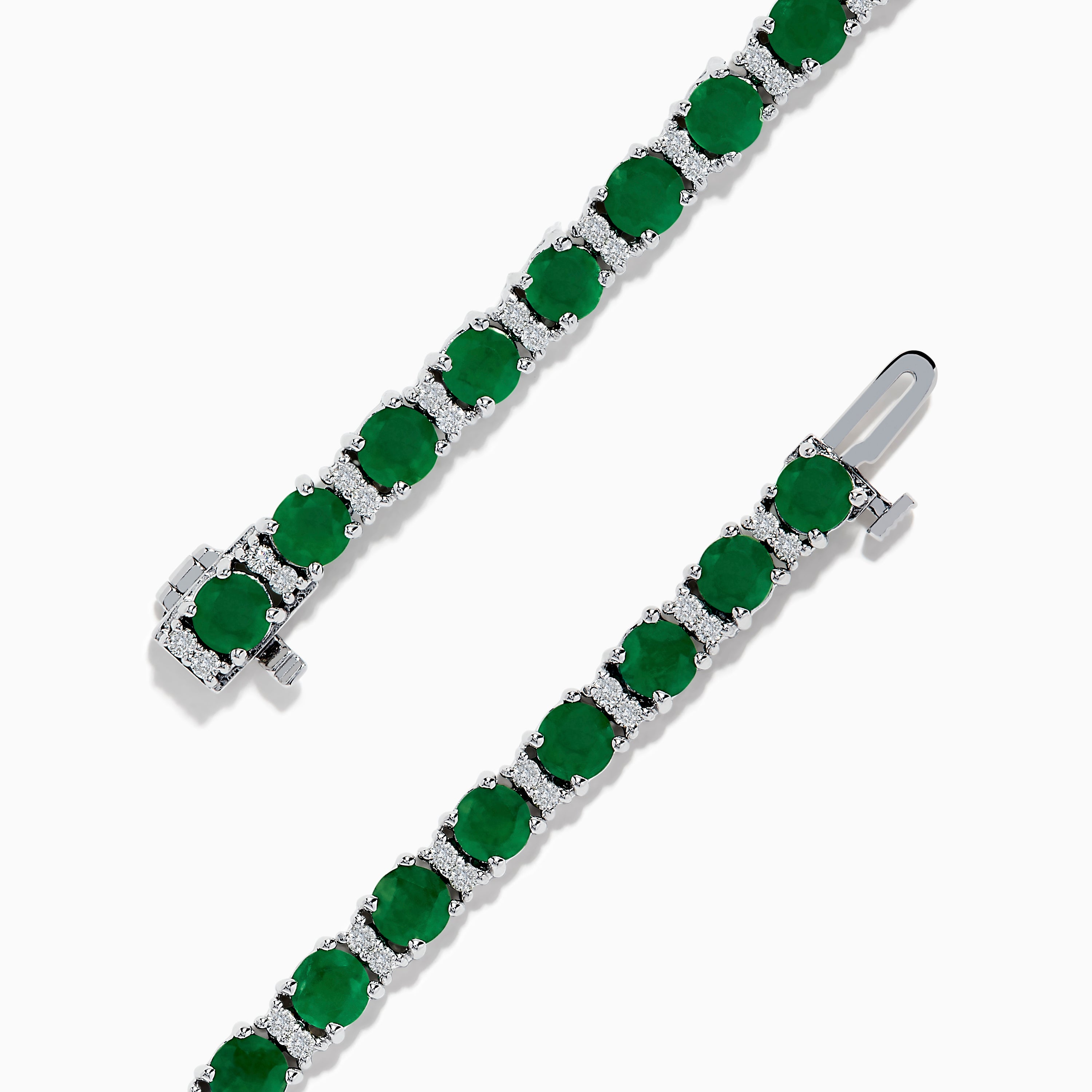 Selma White Rhodium Bezel Emerald Tennis Bracelet