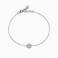 925 Sterling Silver Diamond Star of David Bracelet features a central, diamond-studded Star of David charm, adjustable clasp, and a small round tag at the end.