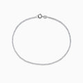 The 14K White Gold Bead Bracelet features small, evenly spaced round beads on a fine chain and includes a lobster clasp closure, displayed in a circular shape.