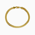 Mens 14K yellow gold hollow curb chain link bracelet, 8 3/4, shown in a circular shape on a white background.
