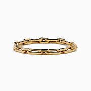 The 14K Yellow Gold Hollow Oval Chain Link Bracelet features polished, interconnected oval links and is displayed against a plain white background.