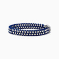 The Mens 925 Sterling Silver Braided Chain Link Bracelet features alternating silver-tone links woven with blue cord and is finished with a rectangular, textured clasp for a stylish touch.