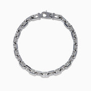 The Mens 925 Sterling Silver Anchor Bracelet features interlocking rectangular and oval links, a polished shiny finish, and a secure clasp—displayed on a white background, its the perfect accessory for adding style to any look.