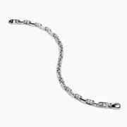 The Mens 925 Sterling Silver Anchor Bracelet features interlocking rectangular and oval links, a polished shiny finish, and a secure clasp—displayed on a white background, its the perfect accessory for adding style to any look.