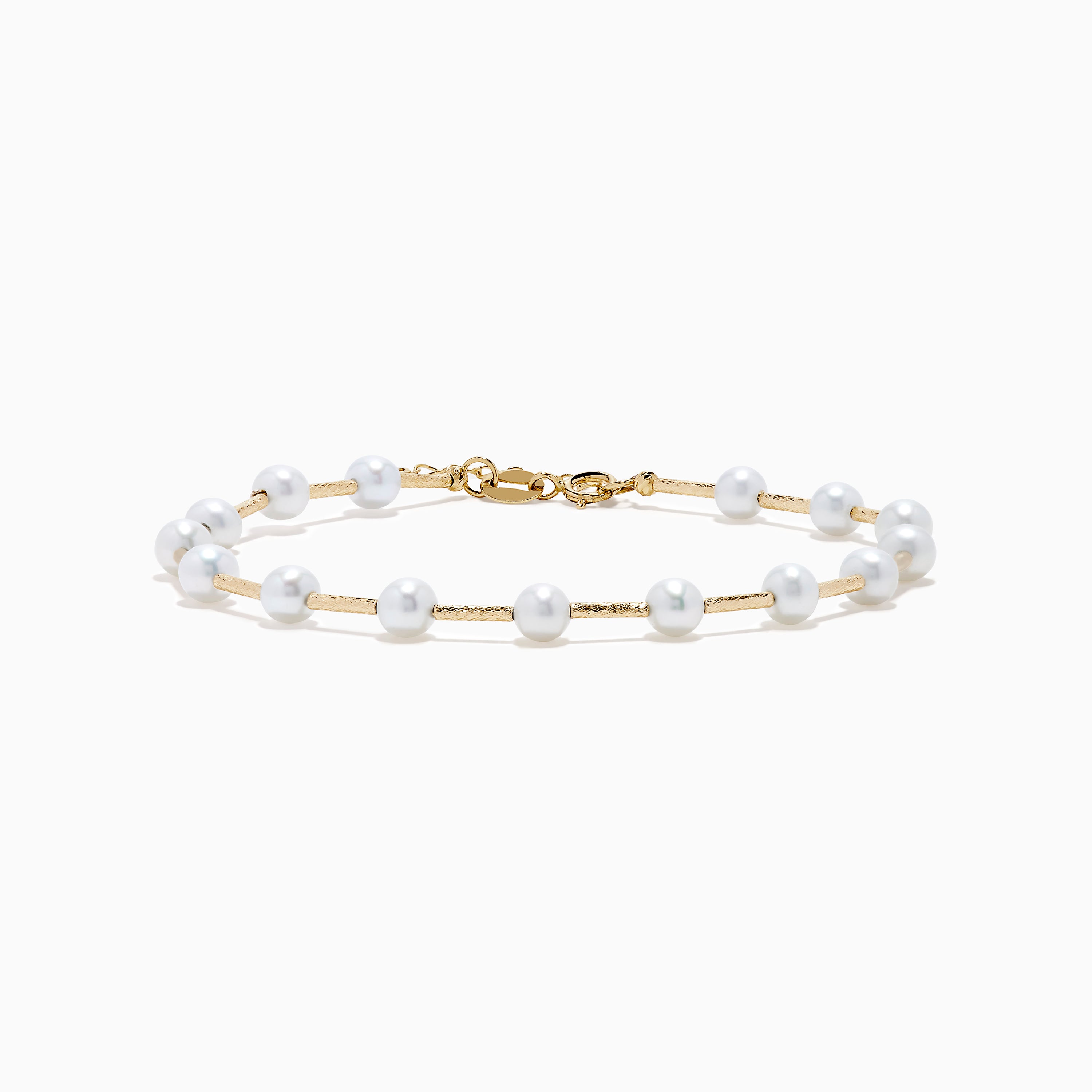 14K Yellow Gold Fresh Water Pearl Station Bracelet