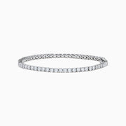 The Lab Grown Round Diamond 5.00ct Tennis Bracelet in 14K White Gold, featuring a single row of sparkling diamonds, is displayed against a plain white background.