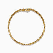 The Lab Grown Round Diamond 5.00ct Tennis Bracelet in 14K Yellow Gold features a single row of sparkling lab grown diamonds, shown on a plain white background.