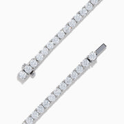 The Lab Grown Round Diamond 7.00ct Tennis Bracelet in 14K White Gold features a continuous row of prong-set lab grown diamonds and is displayed on a white background.