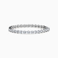 The Lab Grown Round Diamond 7.00ct Tennis Bracelet in 14K White Gold showcases a single row of prong-set, sparkling lab grown diamonds against a white background.