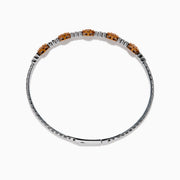 The 14K Two-Tone Gold Pink and White Diamond Flexible Bangle features round pink and white diamond clusters linked on a slender, polished band—a modern, refined update on the classic diamond bangle.
