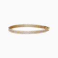 The Lab Grown Round Diamond 3.50ct Double Lined Tennis Bracelet in 14K Yellow Gold features two rows of closely set lab grown diamonds, shown on a white background.