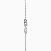 The 14K White Gold Bezel Diamond Bezel Bracelet features five round diamond-like stones in bezel settings, evenly spaced along a delicate chain, and secured with a lobster clasp.