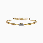 14K Yellow and White Gold Diamond Starburst Medallion Bolo Bracelet