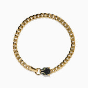 The Signature 14K Gold Black Diamond Panther Chain Link Bracelet features a small black panther head charm in the center, displayed against a plain white background.