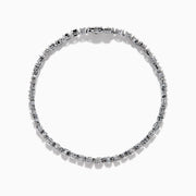 The 18K White Gold Diamond Tennis Bracelet features a continuous row of square-cut diamonds in an elegant design set against a white background.