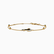 14K Yellow Gold Diamond Anchor Beaded Station Bracelet