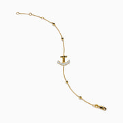 14K Yellow Gold Diamond Anchor Beaded Station Bracelet