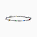 The Watercolors 14K White Gold Multi Sapphire and Diamond Tennis Bracelet features vivid sapphires in yellow, green, blue, orange, and red with sparkling diamonds for a timeless and elegant look.