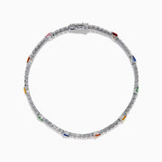The Watercolors 14K White Gold Multi Sapphire and Diamond Tennis Bracelet features vivid sapphires in yellow, green, blue, orange, and red with sparkling diamonds for a timeless and elegant look.
